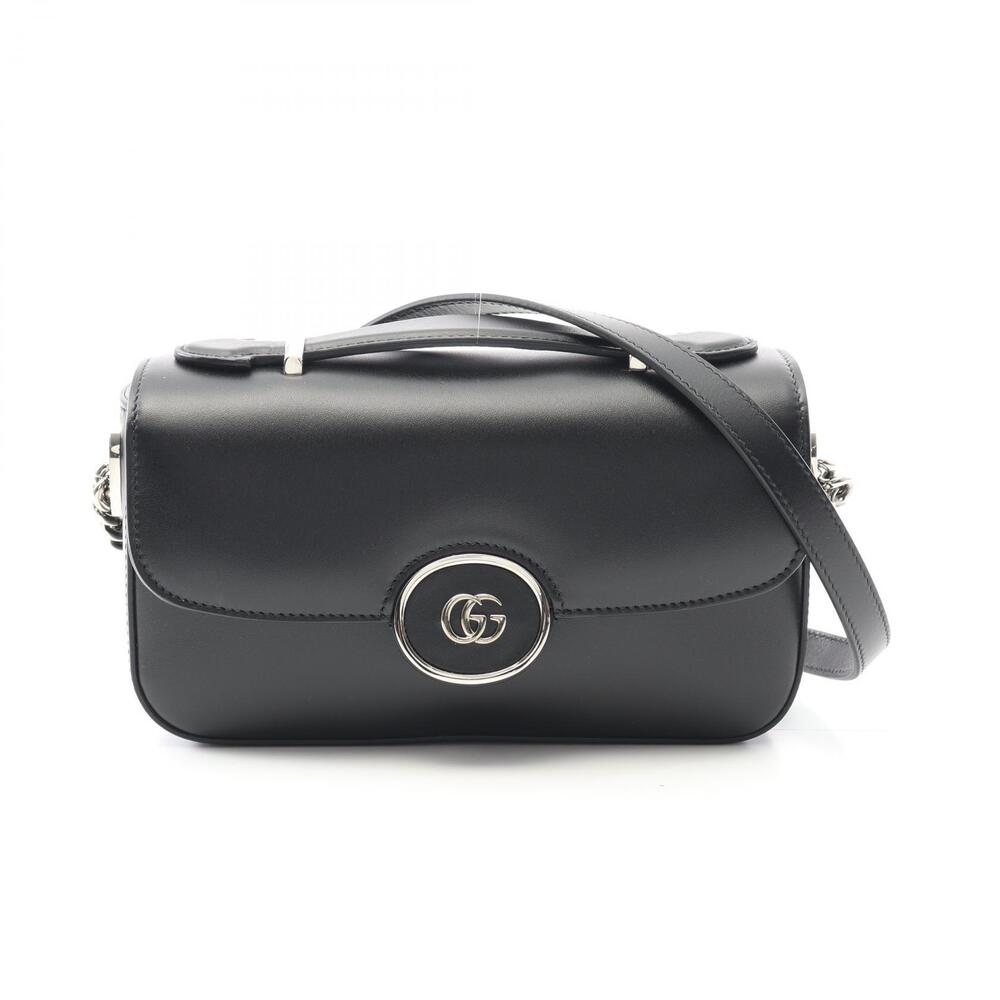 Gucci Double GG Shoulder Bag Leather Black